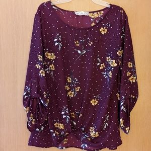 Women's Pink Republic Sheer Roll Tab Sleeve Blouse